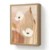 WANDLEUCHTE MIT AKKU Blumen - Abstrakt - Beige - Strichzeichnung 30x40 cm - Sandfarben, Holzwerkstoff (30/40/8cm) - OnlyWow