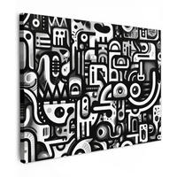 LEINWANDBILD Symbole - Abstrakt - Grafik - Schwarz Wandbilder 80x60 cm - Schwarz, Textil (80/60cm) - MuchoWow