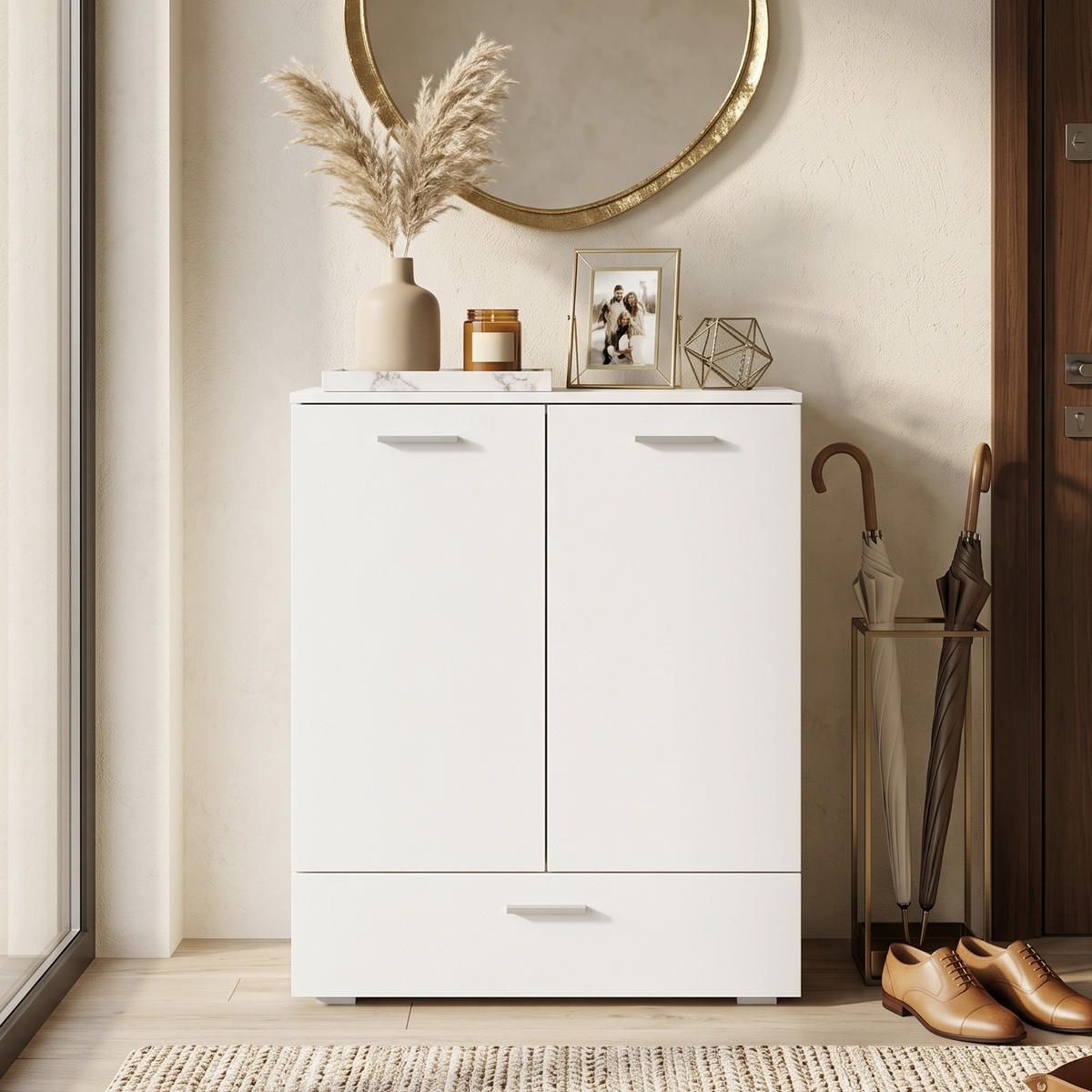 SIDEBOARD Weiß 80/42/100 cm - Weiß, Metall (42/100/80cm) - PANGIVO