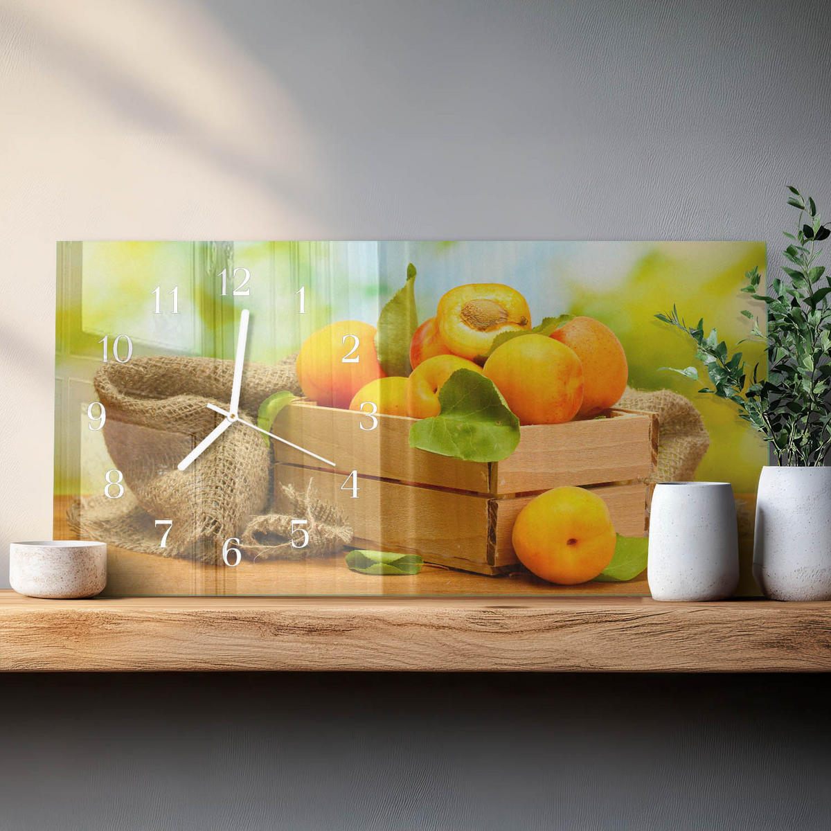 WANDUHR 60x30 cm - Abstrakte Kunst - Gelb, Glas (60/30/0.4cm) - TULUP