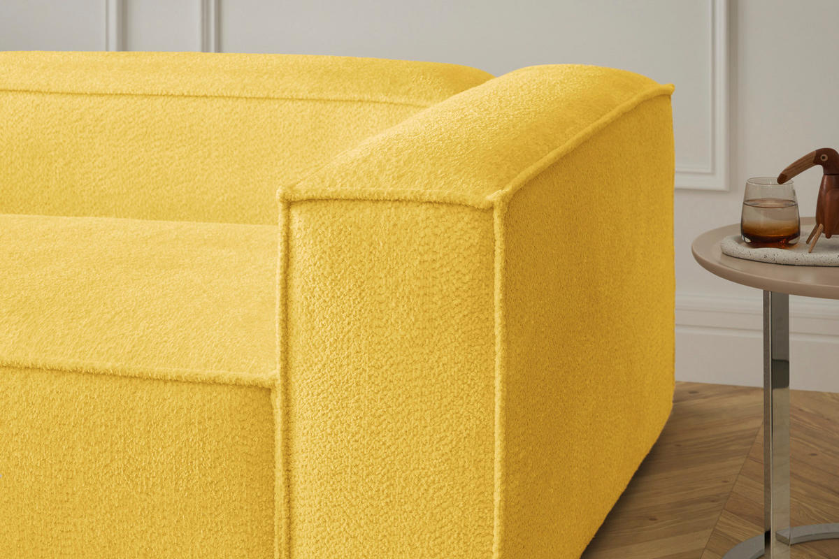 ECKSOFA CARMO Gelb Flachgewebe - Gelb/Schwarz, Kunststoff/Textil (306/191cm) - KAWOLA