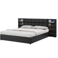 POLSTERBETT 180/200 cm Schwarz aus PU mit Stauraum - Schwarz, Kunststoff (180/200cm) - OKMYHOME