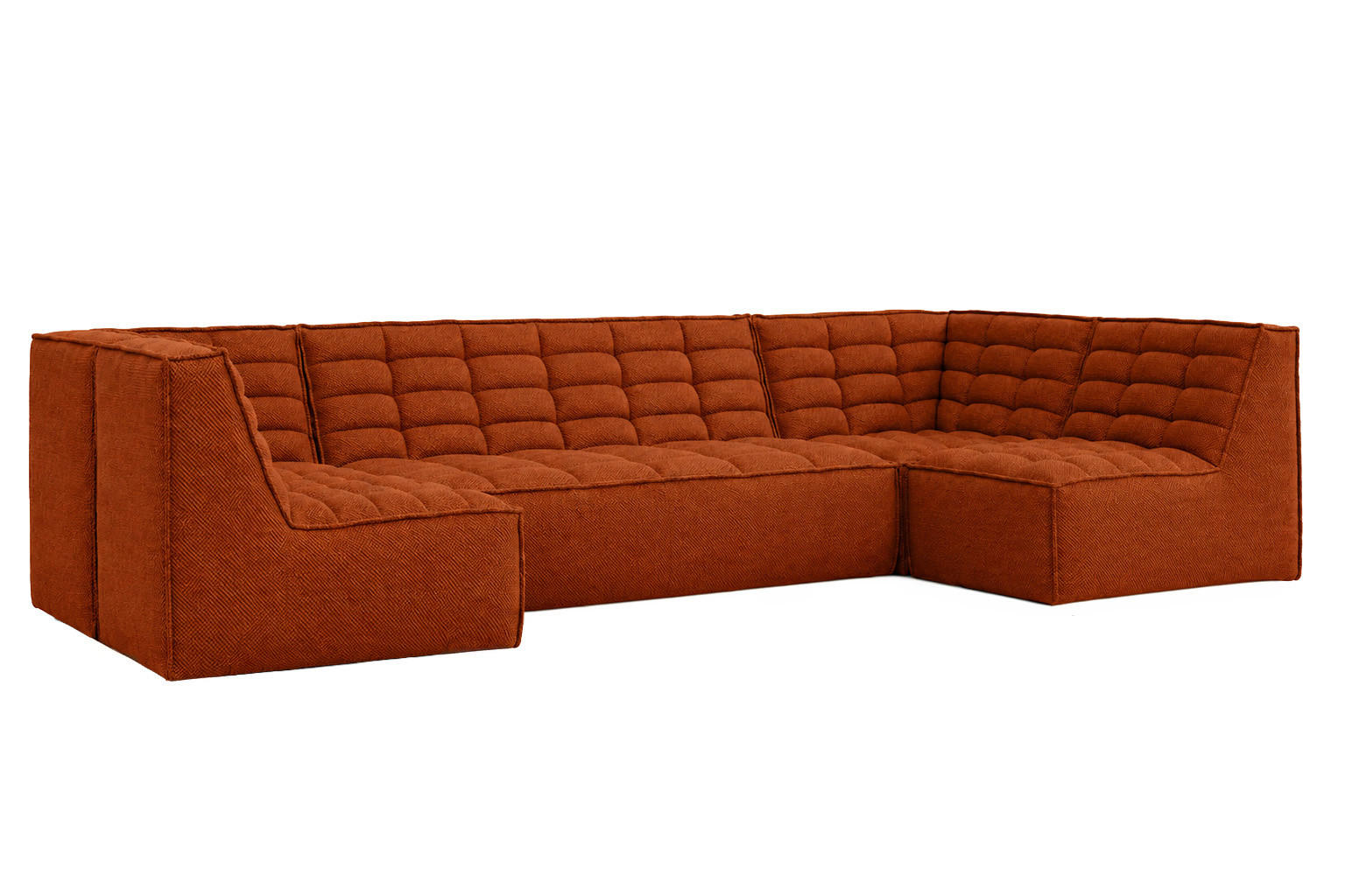 ECKSOFA Modulares U-Form, Plüschstoff Pop, Kupfer, LAZY U - Kupferfarben, Holz (346/76/173cm) - Kaiser Möbel