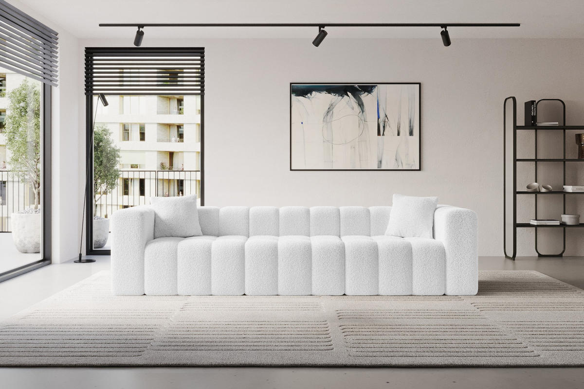 POHOVKA 3-MÍSTNÁ DONY-3 315x90x71 cm Bílá Buklé - bílá/černá, kompozitní dřevo/textil (315/71/90cm) - ALTDECOR