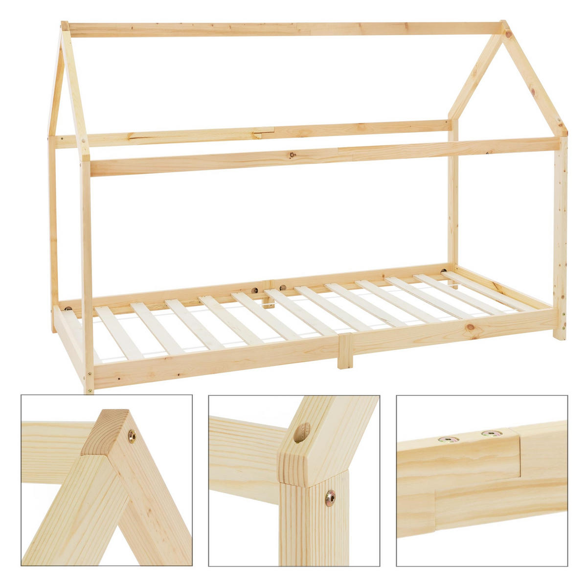 KINDERBETT mit Dach 90x200 cm Natur - Naturfarben, Holz (90/200cm) - ML-DESIGN