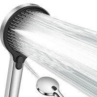 HANDBRAUSE 140 mm mit 3+1 Strahlarten und Wassersparfunktion - Silberfarben, Metall (15/12.7/25cm)