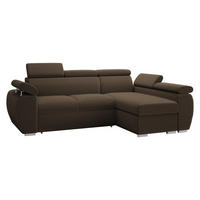 ECKSOFA Boston Mini, Seite: Rechts - 2R+LC - Chromfarben/Braun, Holz/Textil (255/170cm) - MIRJAN24
