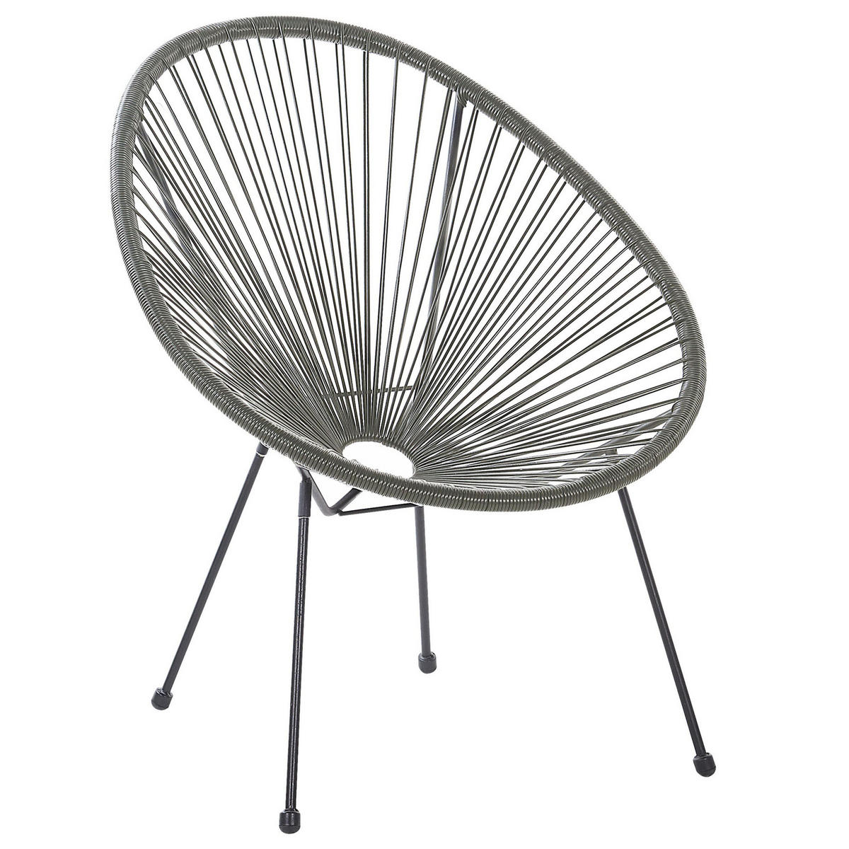 BALKONSET 2-Sitzer Rattan dunkelgrau Acapulco II - Dunkelgrau/Schwarz, Kunststoff - Beliani