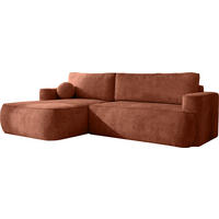 ECKSOFA Marion mit Schlaffunktion & Bettkasten in Chenille Terakotta, Orange, Links 267/154/83 cm - Terracotta/Schwarz, Kunststoff/Textil (267/154cm) - WFL GROUP