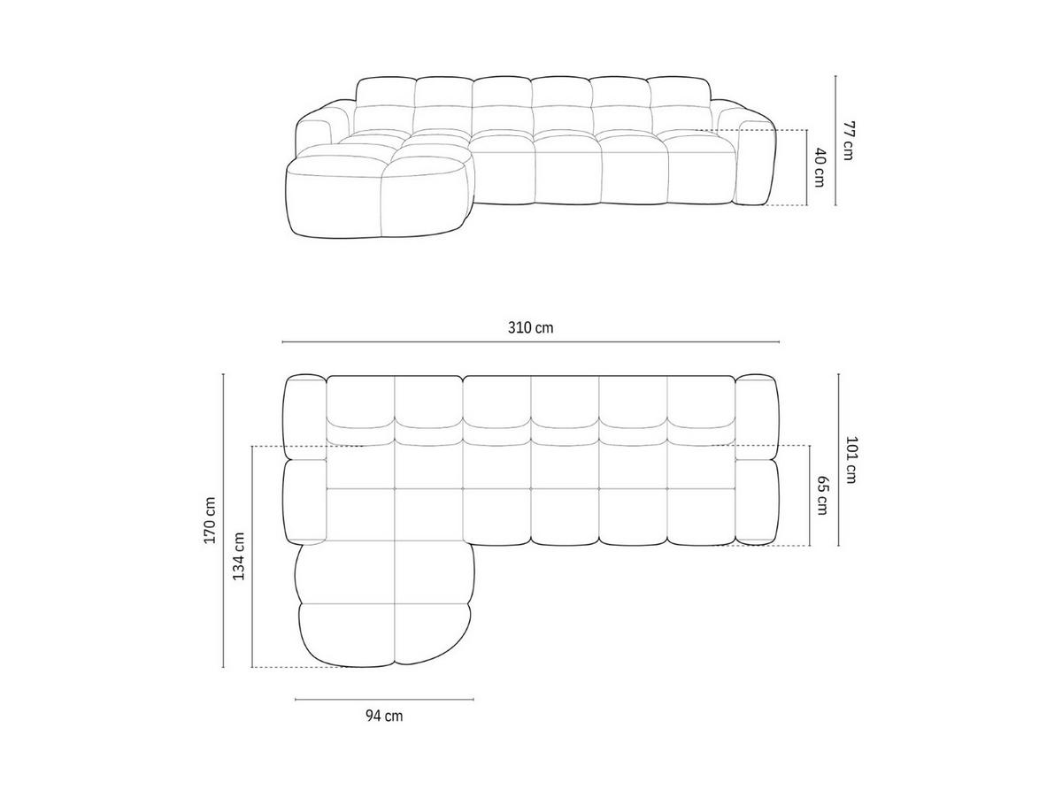 ECKSOFA links Lisa aus strukturiertem Stoff grün meliert 4 Sitzplätze - Grün, Textil (170/310cm) - Micadoni