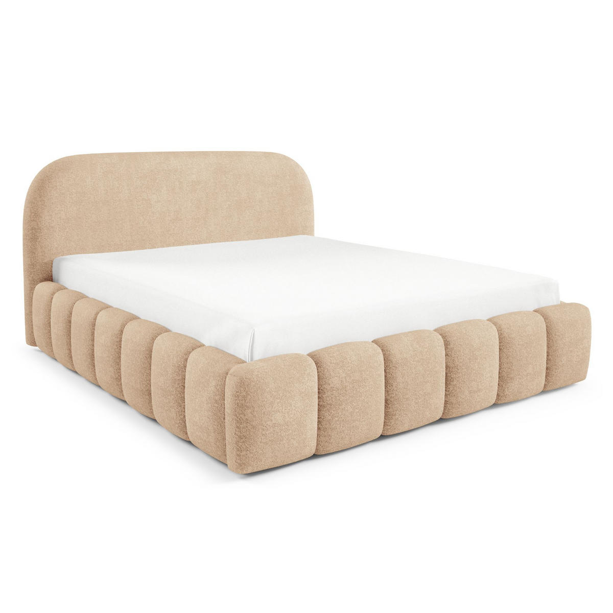 POLSTERBETT BELLURE mit Bettkasten 180x200,Doppelbett mit Stauraum,Lattenrost,Boxspringbett-Optik,ohne Matratze-Beige - Beige, Holz (180/200cm) - Furnistar