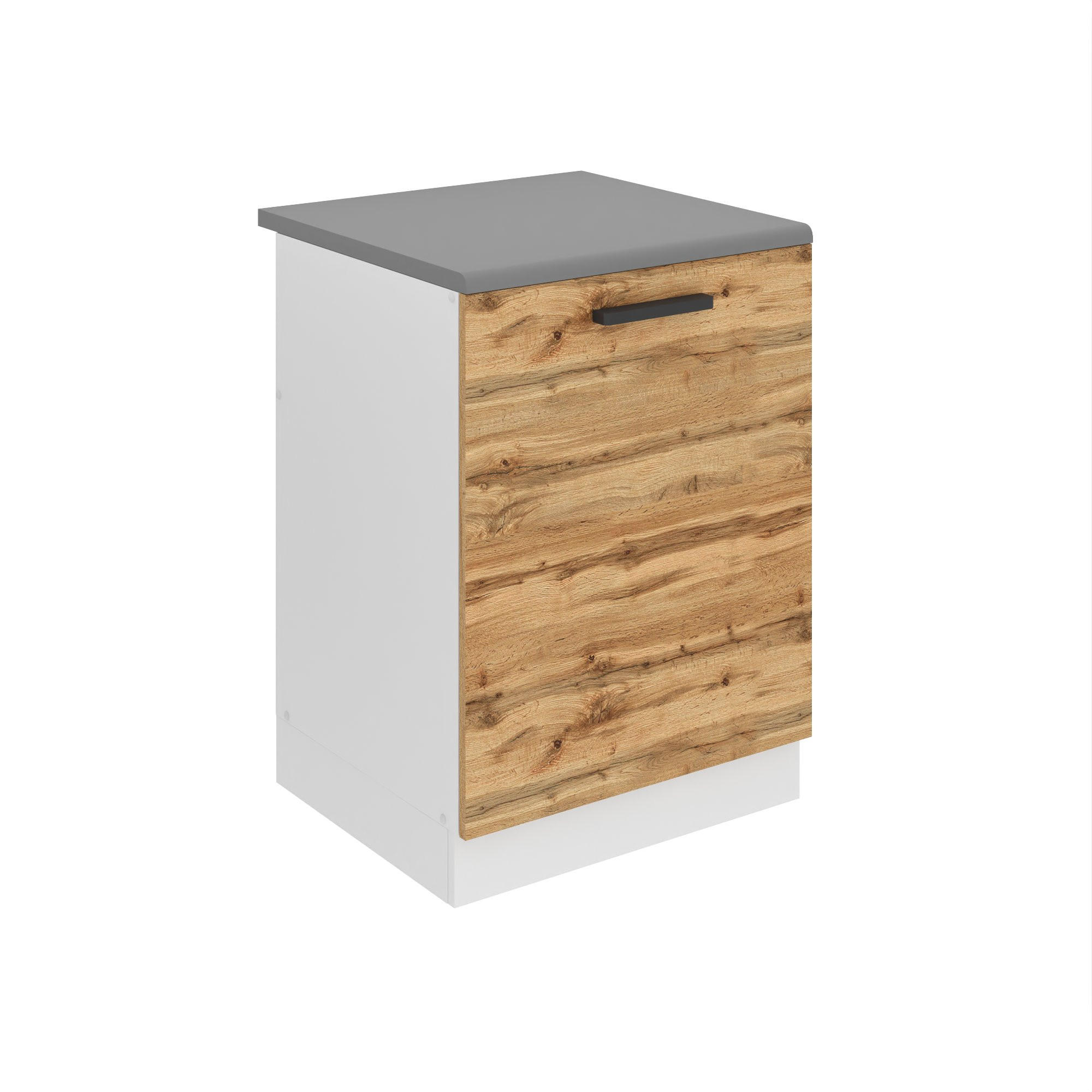 SPÜLENUNTERSCHRANK 60 cm SDZ, mit Arbeitsplatte, mit 1 Tür, Wotan-Eiche - Braun, Holz (60/85/51.6cm) - B BELINI GROUP