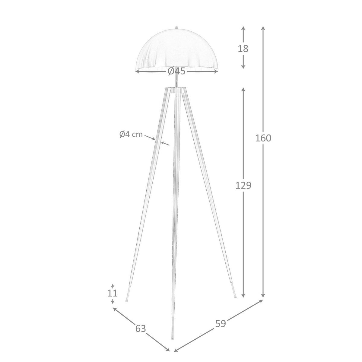 STEHLEUCHTE aus poliertem Stahl und schwarzem Stahl 63/59/160 cm - Schwarz, Metall (59/63/160cm) - The Lumine