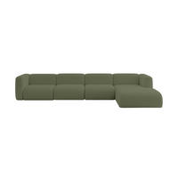 ECKSOFA Ottomane Rechts MIRA-L3 409x179x70 Grün Bouclé - Schwarz/Olivgrün, Holzwerkstoff/Kunststoff (409/179cm) - ALTDECOR