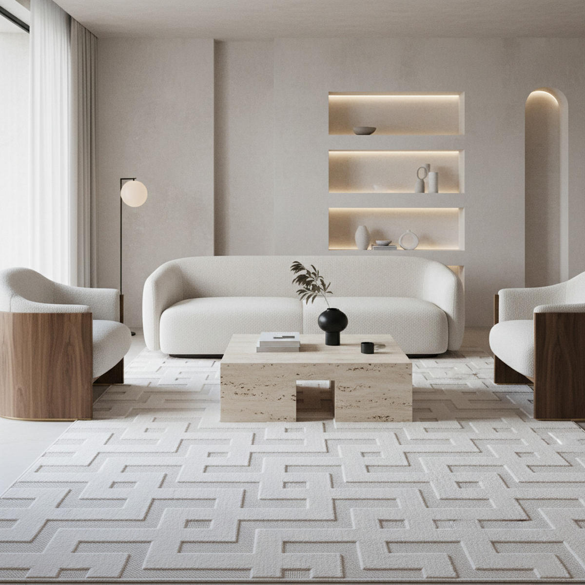 TEPPICH In-/Outdoor Kurzflor Würfelstruktur Design Polypropylen Küche Creme Läufer 80x150 - Beige, Textil (80/150cm) - KADIMA DESIGN