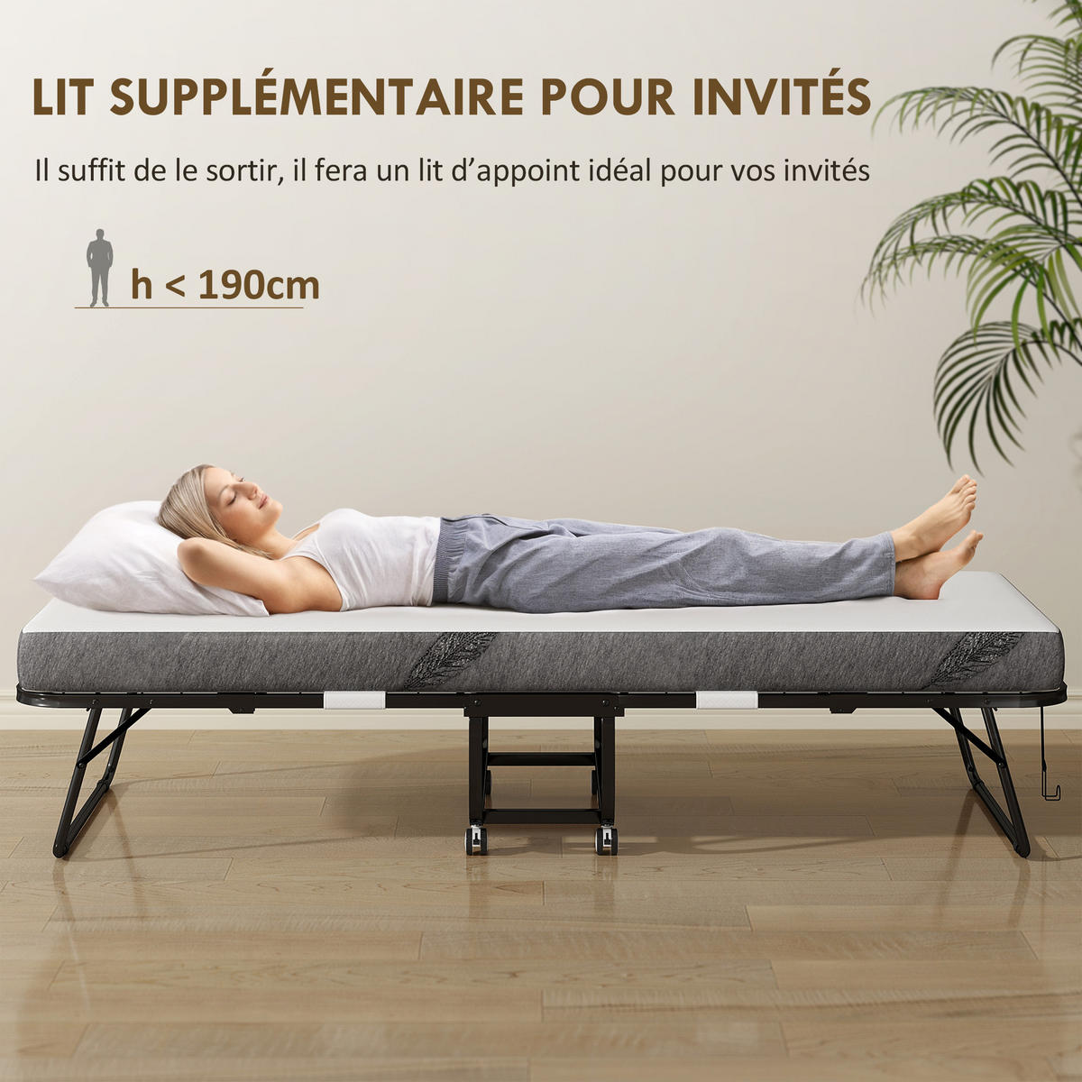 KLAPPBETT 200/80 cm DE-18530 mit Matratze Weiß - Weiß, Metall (80/200cm) - ComfortXL