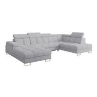 WOHNLANDSCHAFT mit Schlaffunktion und Bettkasten Ottomane RECHTS COMA U 345x203x79 Grau Cord - Anthrazit, Holzwerkstoff/Textil (203/79/345cm) - ALTDECOR