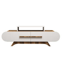 TV-MÖBEL 2 Türen Dekor Nussbaum und Weiß L145 cm - Rose - Apfelbaumfarben, Holzwerkstoff (36.8/49.8/145cm) - Calicosy