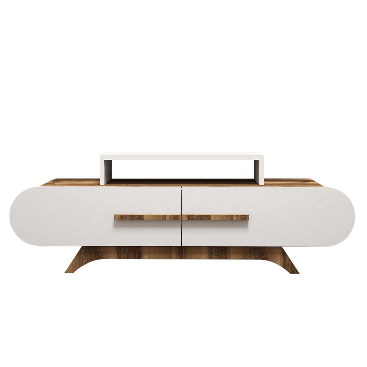 TV-MÖBEL 2 Türen Dekor Nussbaum und Weiß L145 cm - Rose - Apfelbaumfarben, Holzwerkstoff (36.8/49.8/145cm) - Calicosy