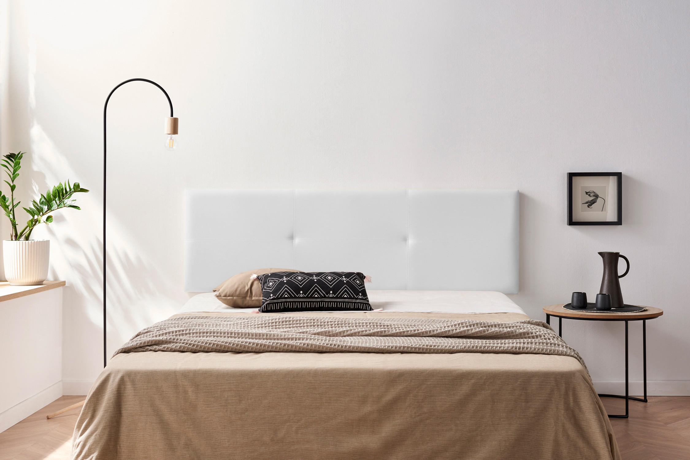 Kopfteil gepolstert ALMA Kunstleder 145x50x5 cm - Weiß - Moonia - Weiß, Holz (145/5/50cm)