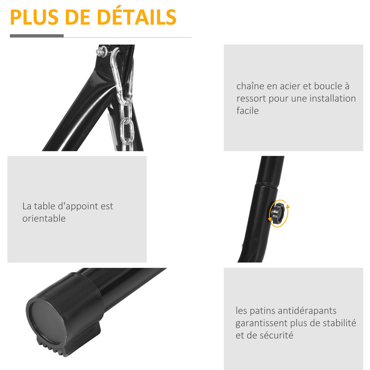 HÄNGESESSELGESTELL DE-15244 Schwarz - Schwarz, Metall (110/110/215cm) - ComfortXL