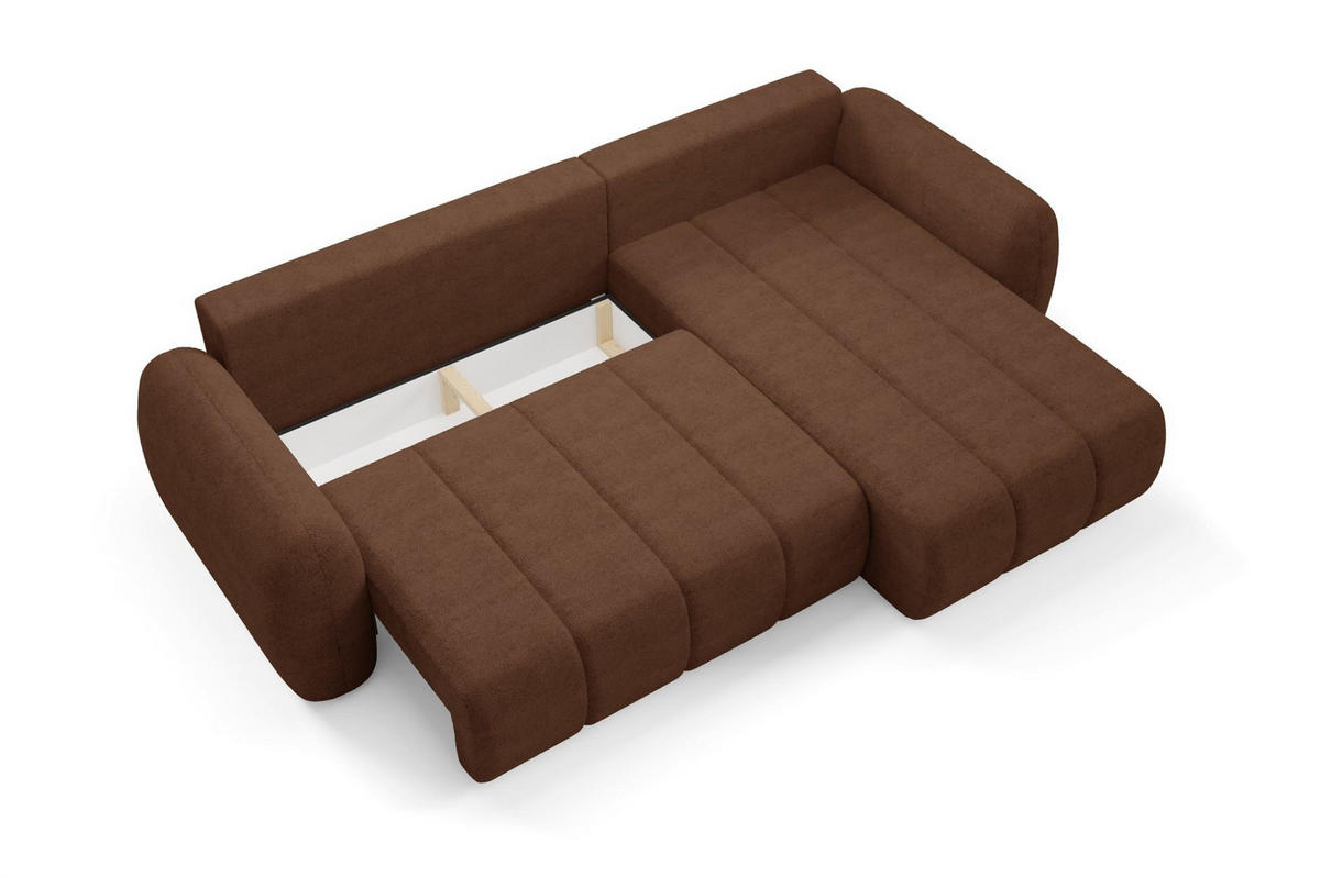 ECKSOFA Caria Mit Schlaffunktion - Rotbraun, Holzwerkstoff/Textil (304/190cm) - Fun Möbel