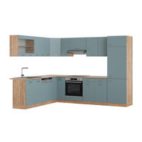 ECKKÜCHE R-Line Blau-Grau/Goldkraft Eiche 227 x 287 cm, AP Eiche - Honigeiche/Blaugrau, Holzwerkstoff (287/81.6/60cm) - Vicco