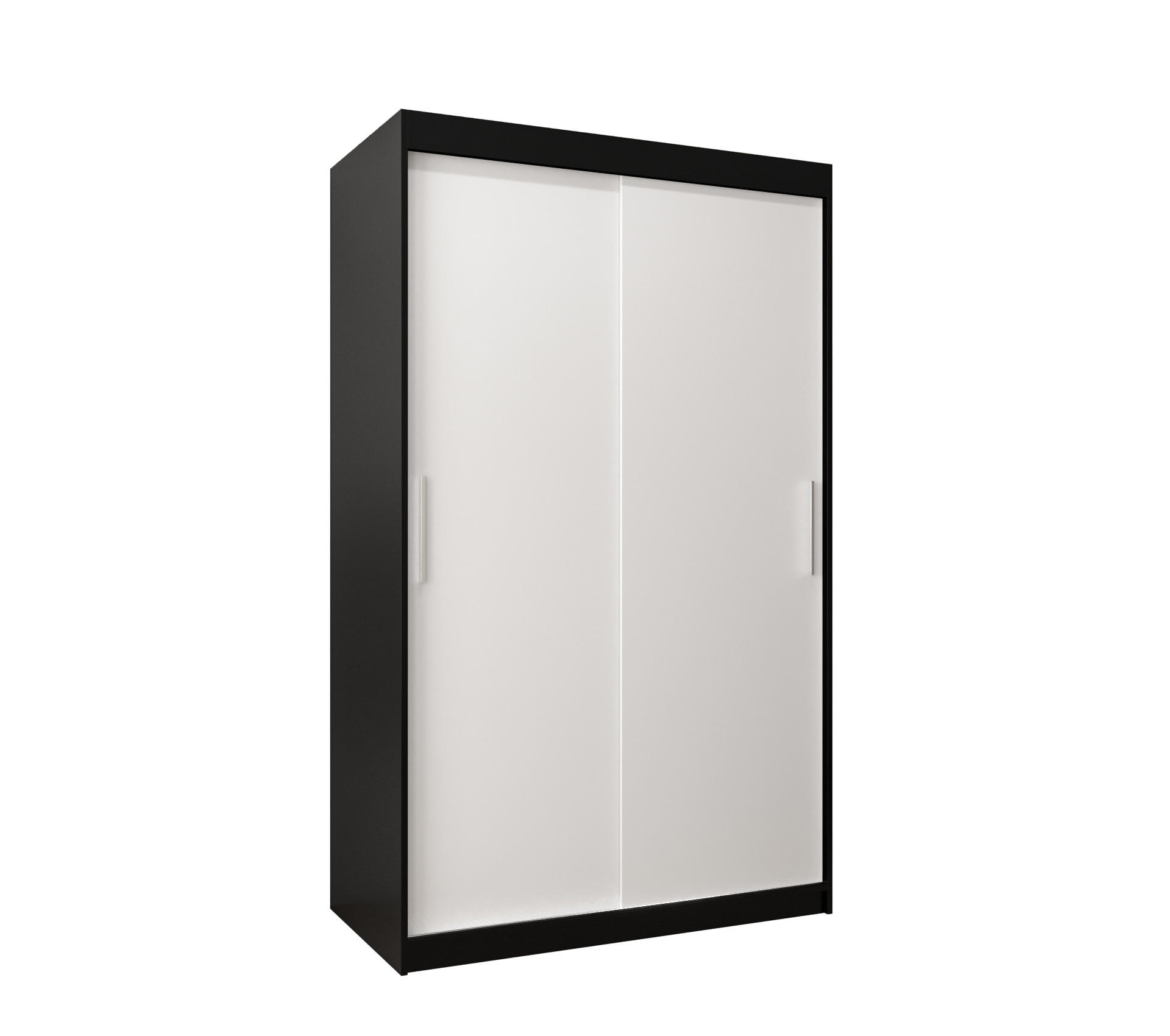 SCHWEBETÜRENSCHRANK 200/120/62 2-türig - Silberfarben/Schwarz, Holz/Kunststoff (120/200/62cm) - Abiks Möbel