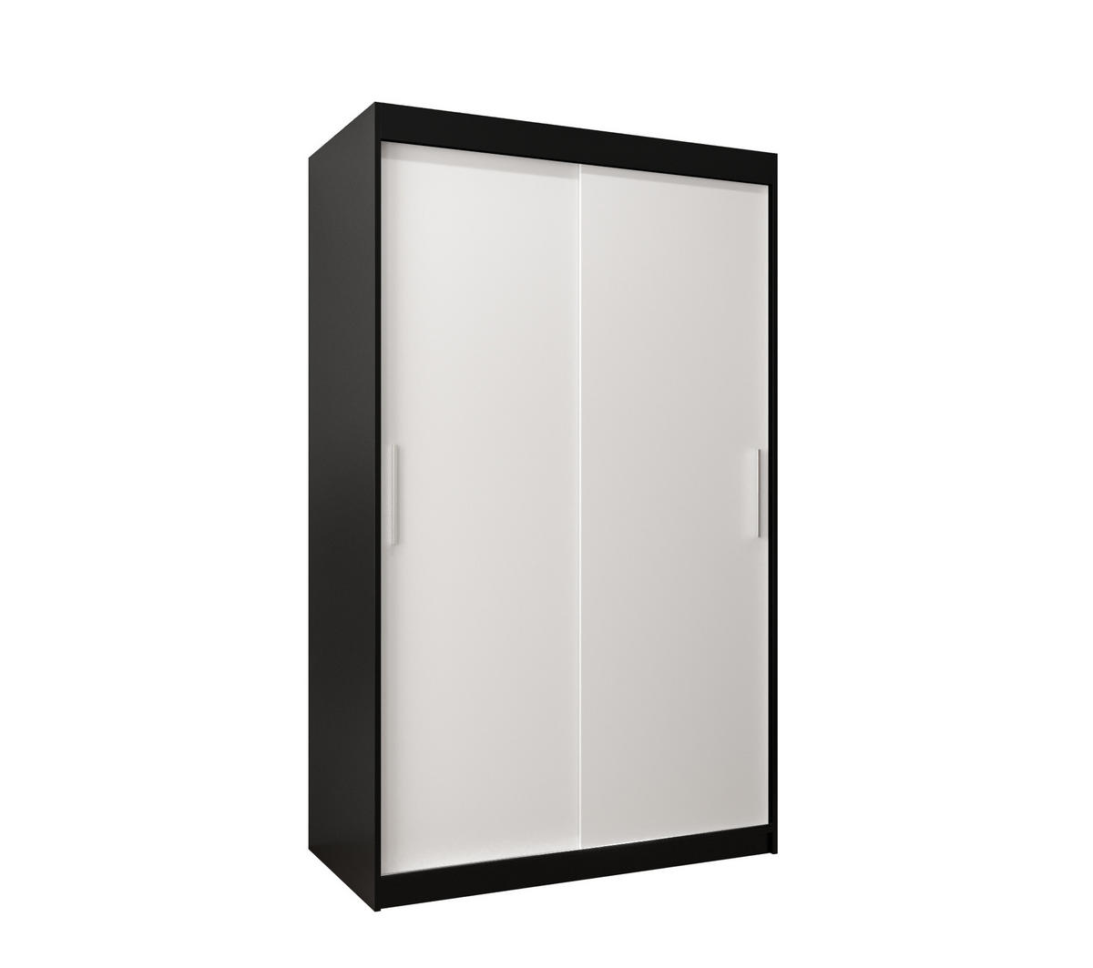 SCHWEBETÜRENSCHRANK 200/120/62 2-türig - Silberfarben/Schwarz, Holz/Kunststoff (120/200/62cm) - Abiks Möbel