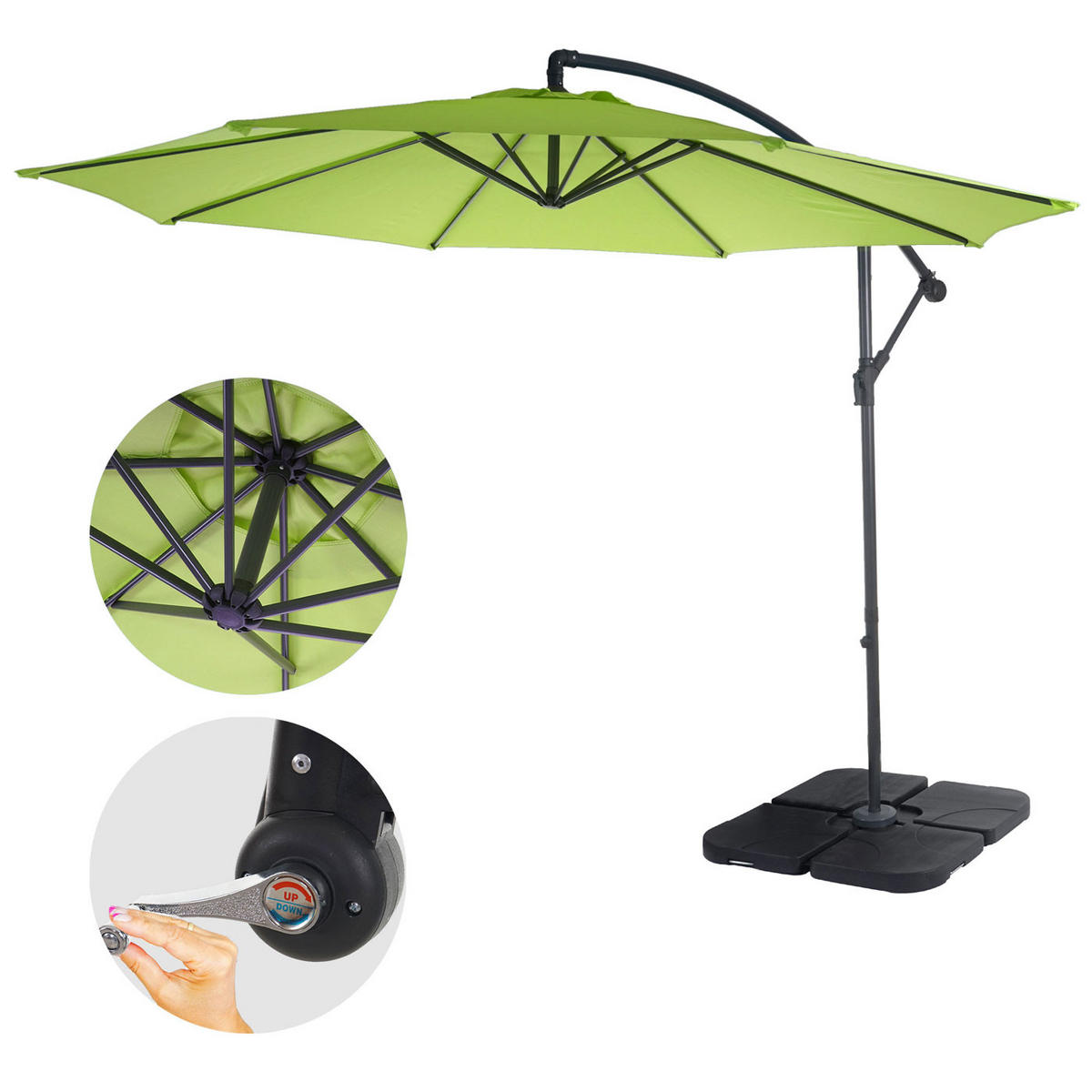 AMPELSCHIRM NEIGBAR Grün - Grün, Textil (360/295cm) - MCW