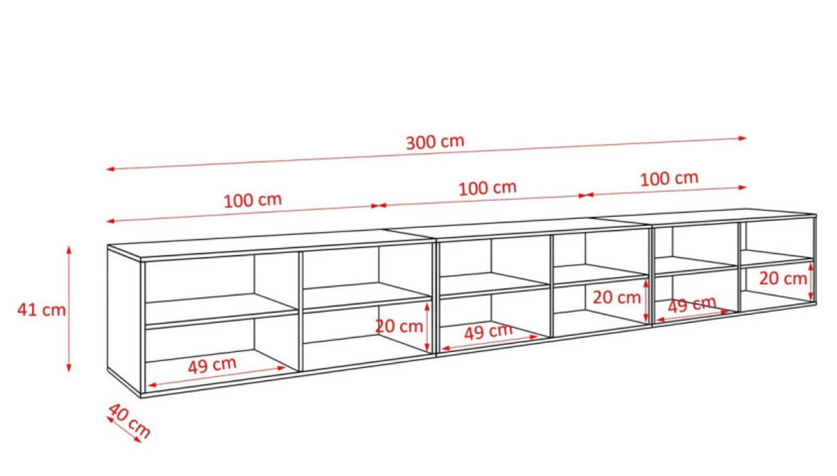 TV-SCHRANK Weiß RIO Geschlossen Gerillt 300 cm - Braun, Holzwerkstoff (300/41/40cm) - Sepro Meble