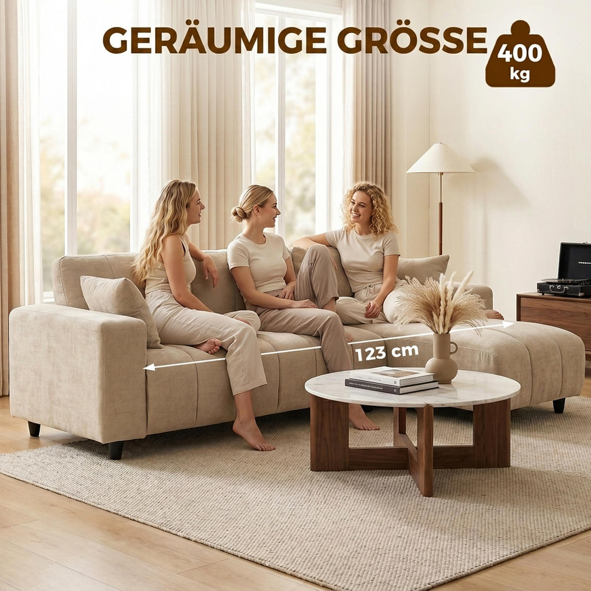 ECKSOFA Polyester Stahl Beige - Beige/Schwarz, Kunststoff/Textil (61.4/95.3cm) - HOMCOM