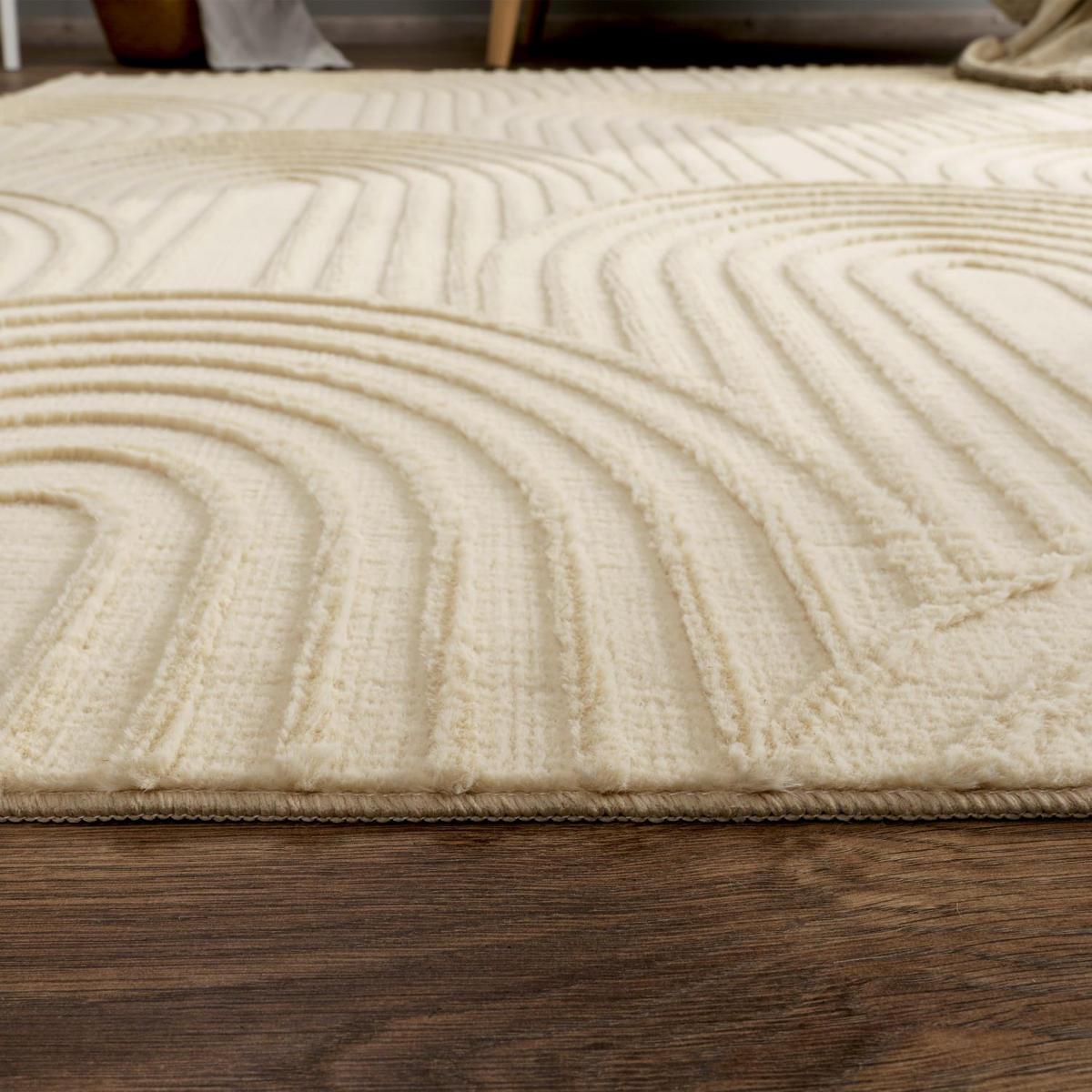 KURZFLORTEPPICH, mit Struktur, aus Polyester, Beige, 160 x 220 cm - Beige, Textil (220/160cm) - KADIMA DESIGN