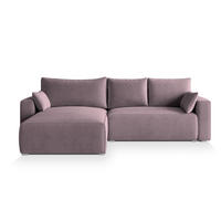ECKSOFA FORIL P Lila Kordstoff mit Schlaffunktion - Lila, Holz (265/178cm) - MASSENO