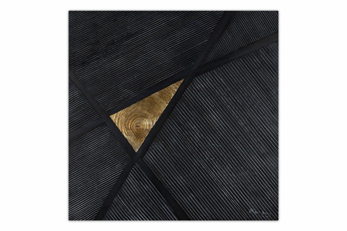 ACRYLBILD HANDGEMALT 80/80 cm - Goldfarben/Schwarz, Holz/Textil (1.5/80cm) - KUNSTLOFT