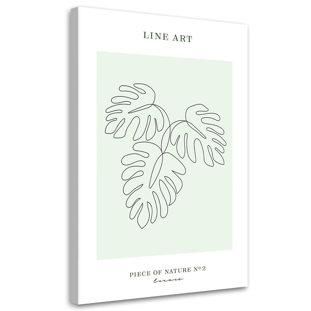 WANDBILD blätter line art - Türkis, Textil (40/60cm) - Feeby