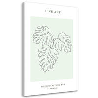 WANDBILD blätter line art - Türkis, Textil (40/60cm) - Feeby