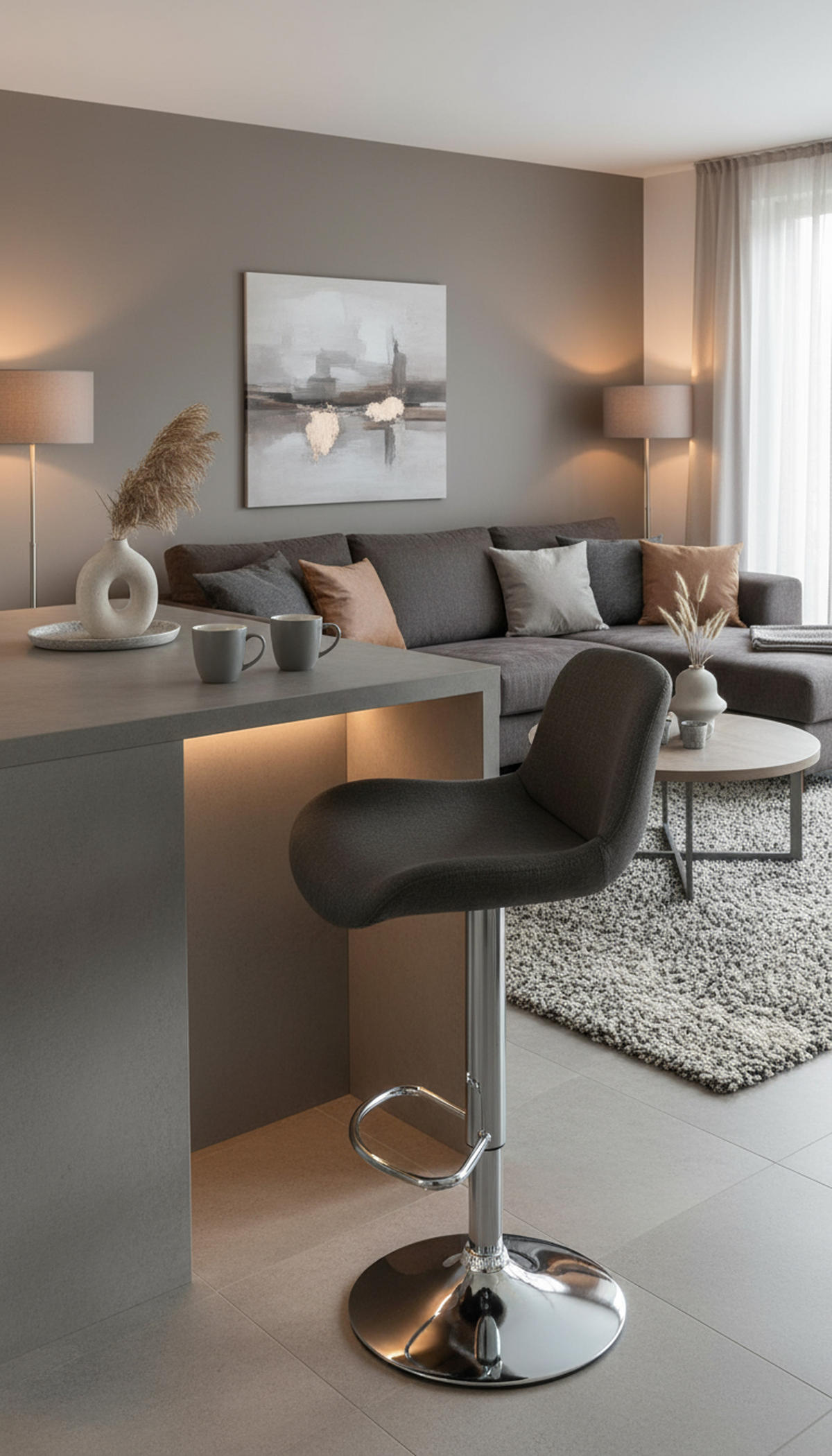 BARHOCKER 2er Set Salomon Chrom Stoff dunkelgrau - Chromfarben/Dunkelgrau, Textil/Metall (50/106/52cm) - TPFLiving