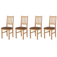 STUHL Bos 4 (4er Set) - Braun/Sonoma Eiche, Holz (43/94/40cm) - Leaf Design