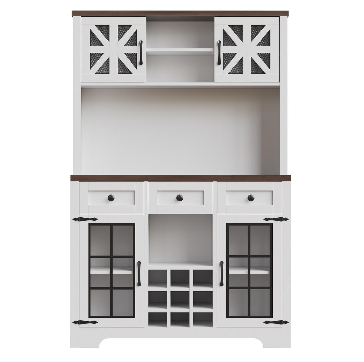 BUFFETSCHRANK 120/40/180 cm mit LED-Beleuchtung, Weinregal und verstellbaren Einlegeböden, Weiß - Weiß, Holzwerkstoff (120/180/40cm) - Redom