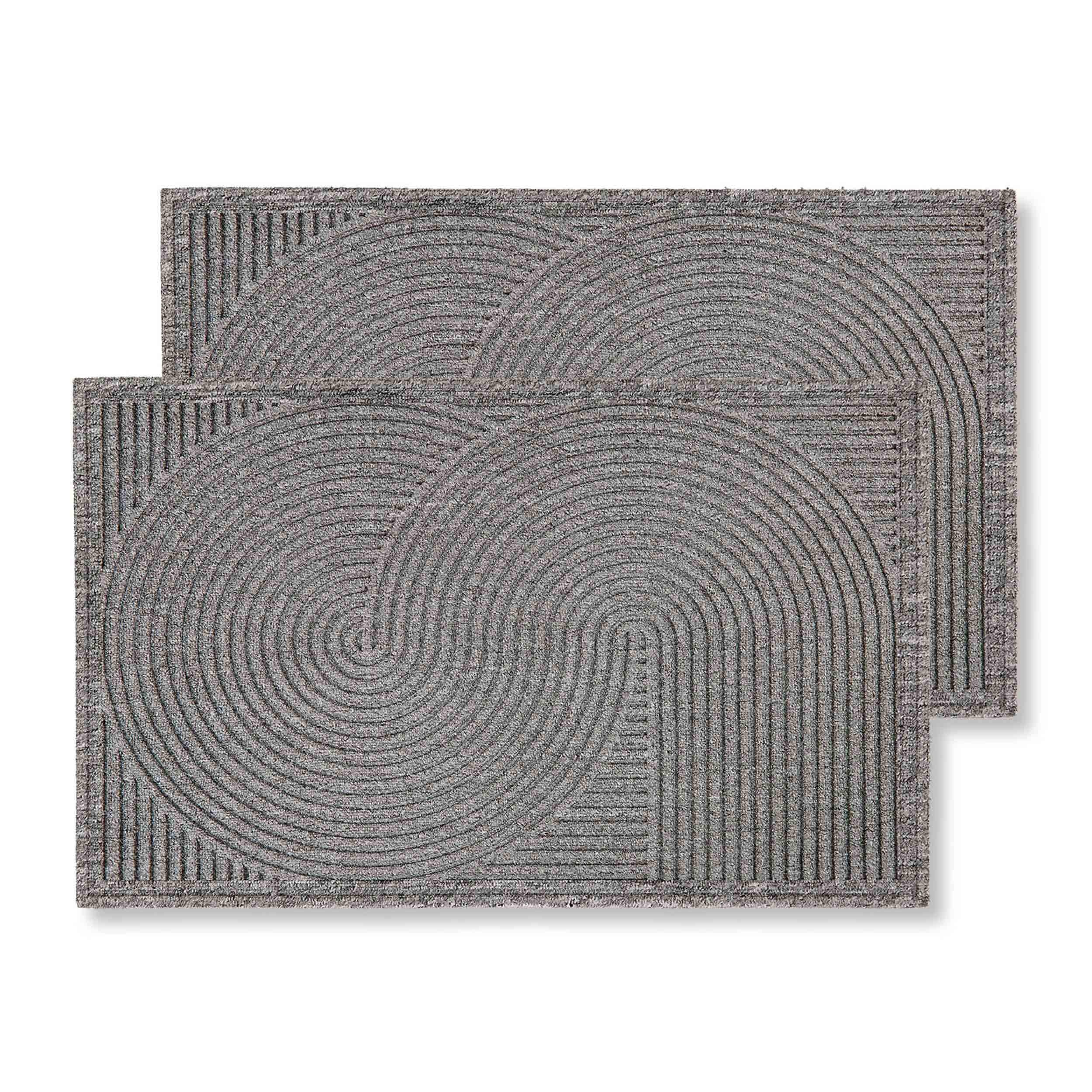 FUSSMATTE FÜR INNEN UND AUßEN GRAPHIC DELUXE 2ER SET - Silberfarben, Textil (45/75cm) - Astra