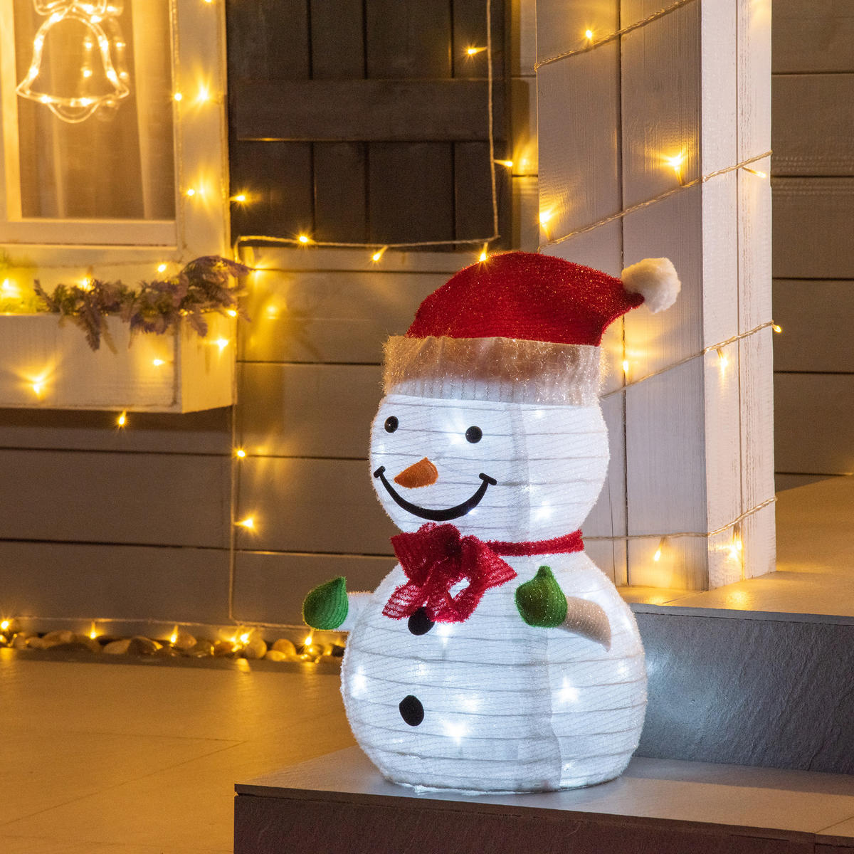 WEIHNACHTS-SCHNEEMANN Grün 30.0/30.0/51.0cm - Grün, Textil (30/51/30cm)
