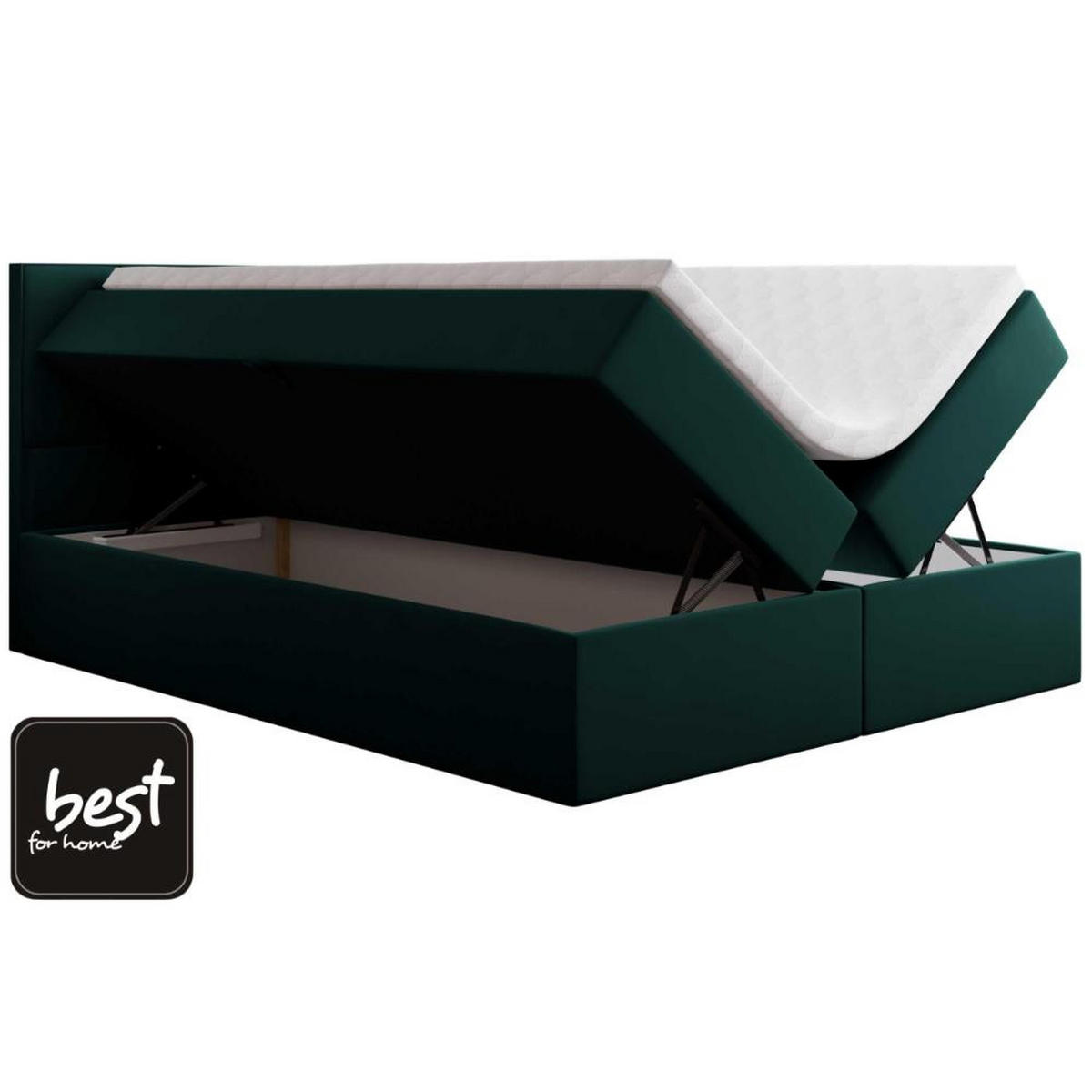 BOXBETT Jubilee Bonellfederkern inkl. Topper - Dunkelgrün, Holz/Holzwerkstoff (140/200cm) - Best For Home