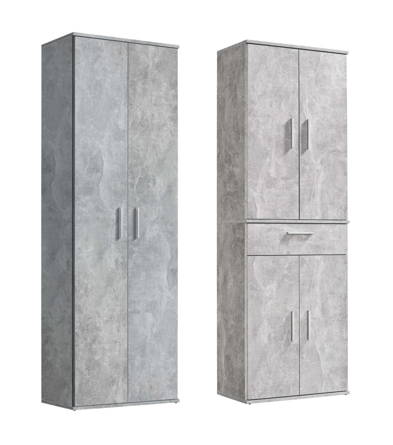 MEHRZWECKSCHRANK SET Der Allzweckwaffe - Silberfarben/Hellgrau, Holzwerkstoff (60/180/34cm) - Mokebo