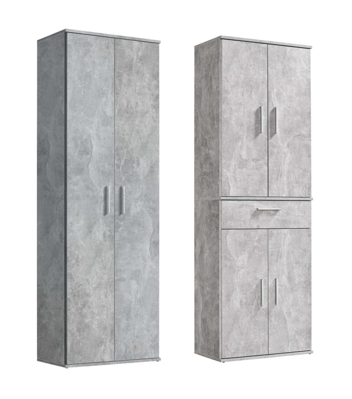 MEHRZWECKSCHRANK SET Der Allzweckwaffe - Silberfarben/Hellgrau, Holzwerkstoff (60/180/34cm) - Mokebo