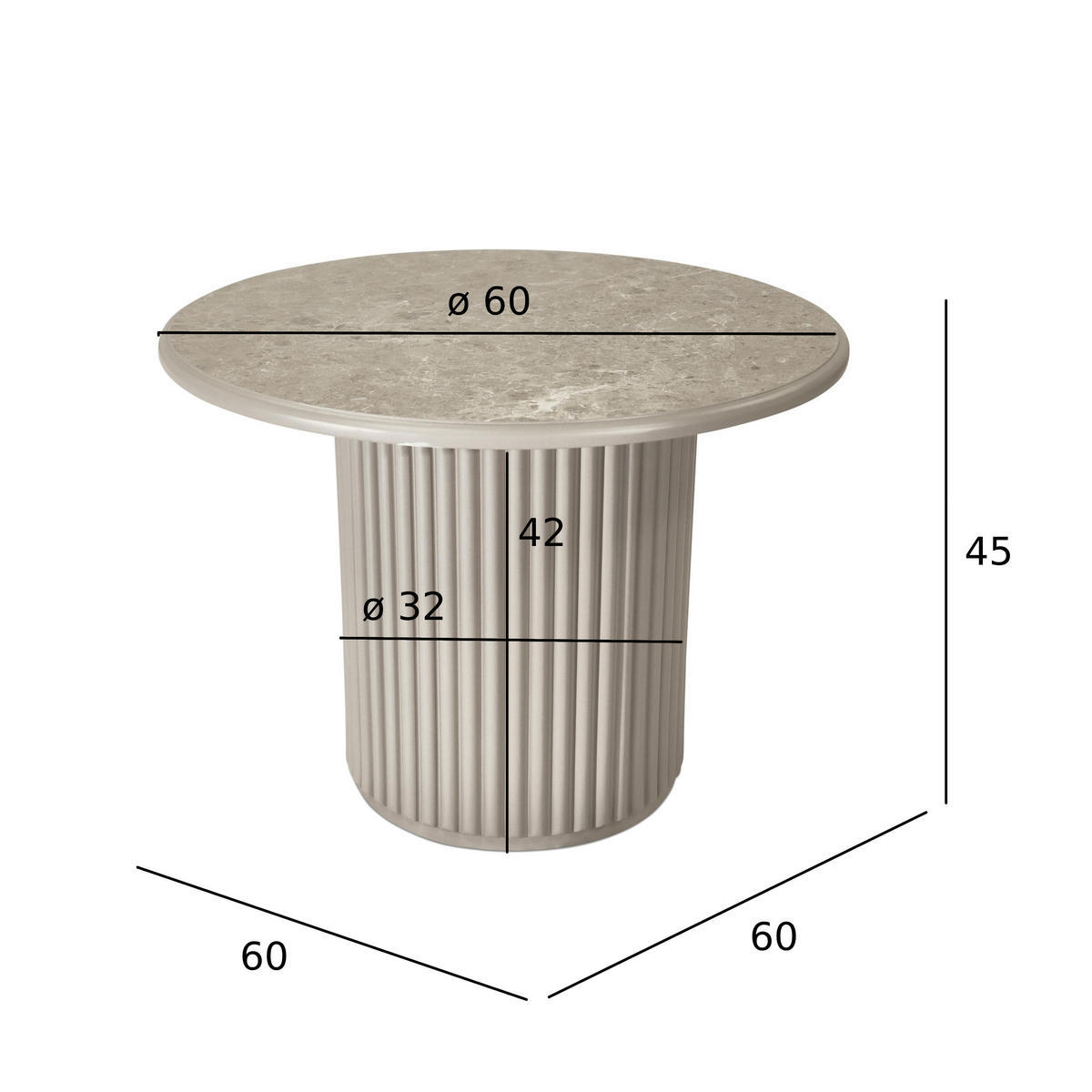 COUCHTISCH rund Grau 60/60/45 cm - Taupe/Graubraun, Holz/Holzwerkstoff (60/60/45cm) - Furnhouse