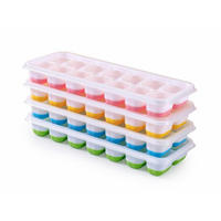 EISWÜRFELFORM 4er Set mit Deckel stapelbar - Multicolor, Kunststoff (3.1/25.4/9.8cm)