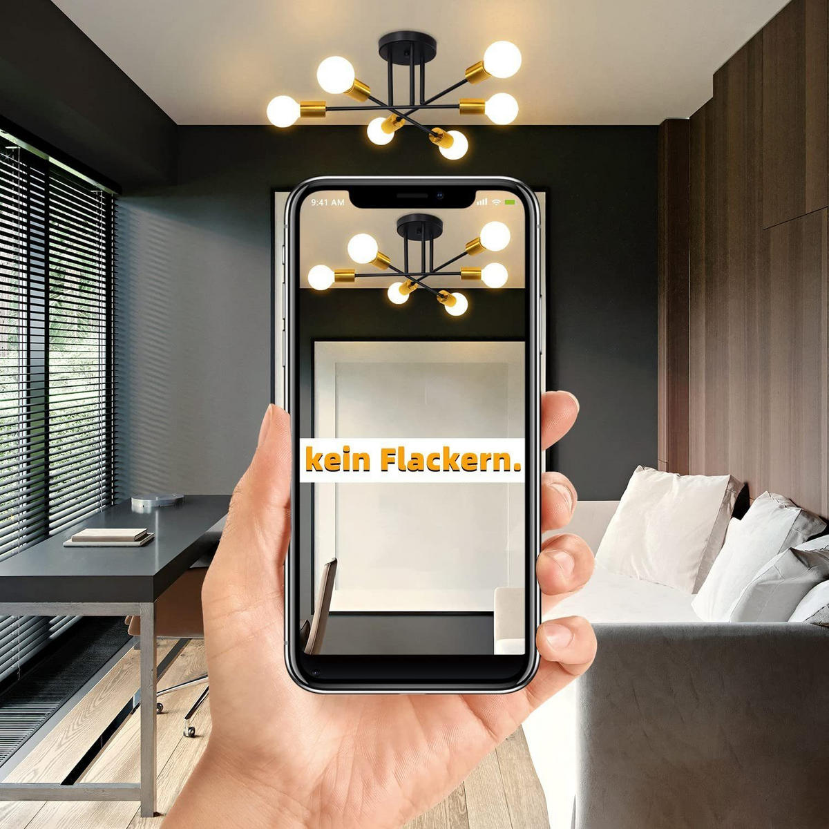 DECKENLEUCHTE Fyriso 51/51/22 cm - Schwarz, Metall (51/51/22cm) - ZMH