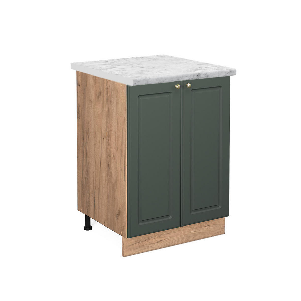 KÜCHENUNTERSCHRANK Fame-Line Grün-Gold Landhaus 60 cm, AP Marmor - Honigeiche/Eiche Wotan, Holzwerkstoff (60/82/60cm) - Vicco