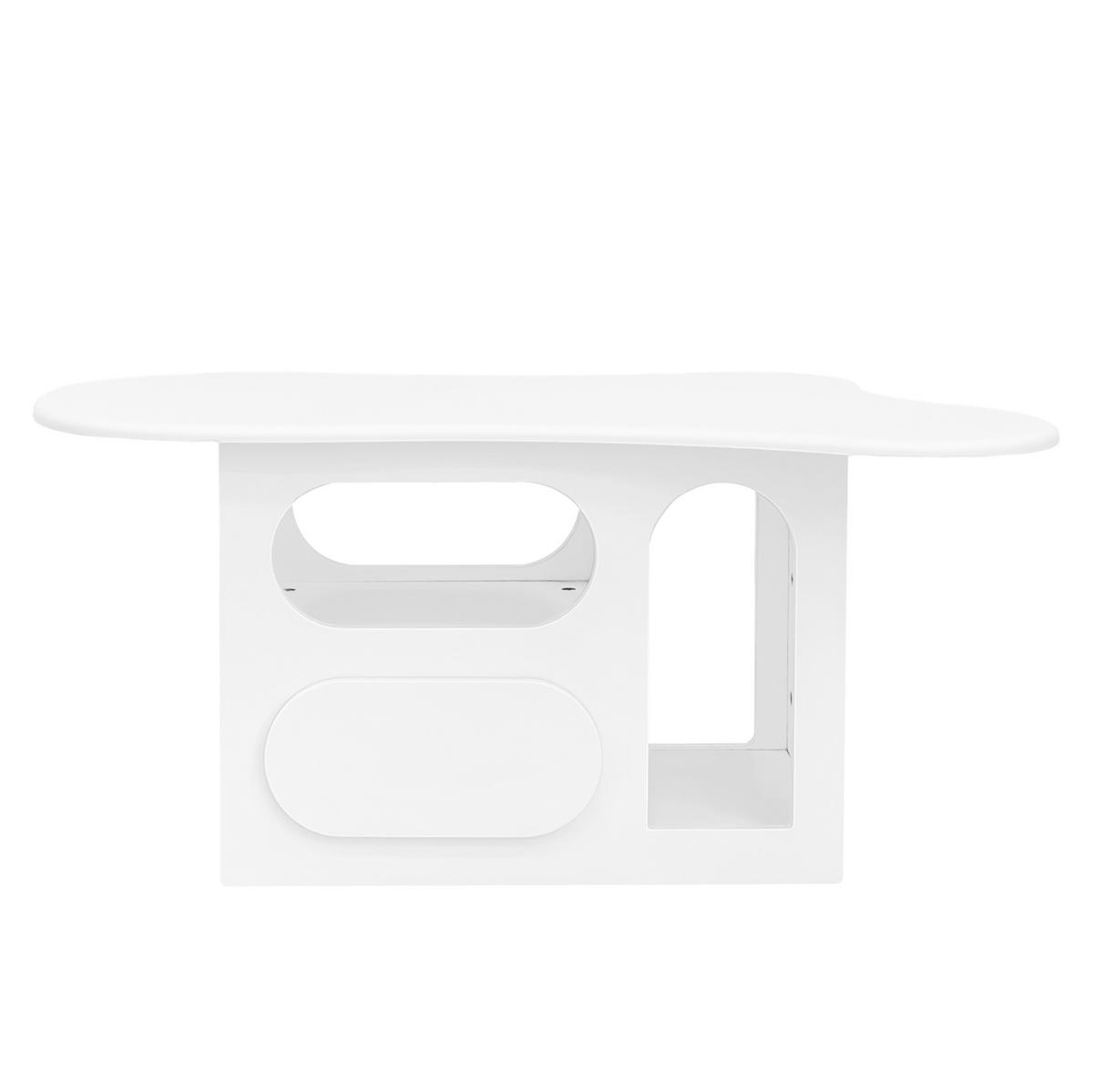 COUCHTISCH 97/45/43,5 cm mit Schubladen und offenen Ablagefächern in wolkenförmigem Design, Weiß - Weiß, Holzwerkstoff (97/45/43.5cm) - Redom